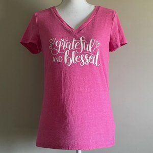 Mossimo Supply Co. Pink V-Neck Short Sleeve T-Shirt Small